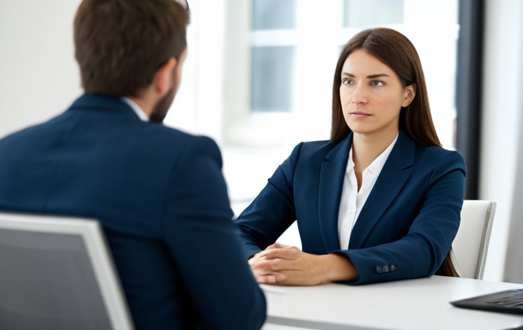 A focused professional woman in a modest business suit, seated at a modern desk, engaging in an empathetic conversation with an unseen colleague. Her expression conveys deep understanding and active listening, with an open and natural posture. The background features a clean, well-lit office environment with blurred contemporary decor. perfect anatomy, correct proportions, natural pose, well-formed hands, proper finger count, natural body proportions, professional photography, high resolution, sharp focus, fully clothed, modest clothing, appropriate attire, professional dress, safe for work, appropriate content, professional.