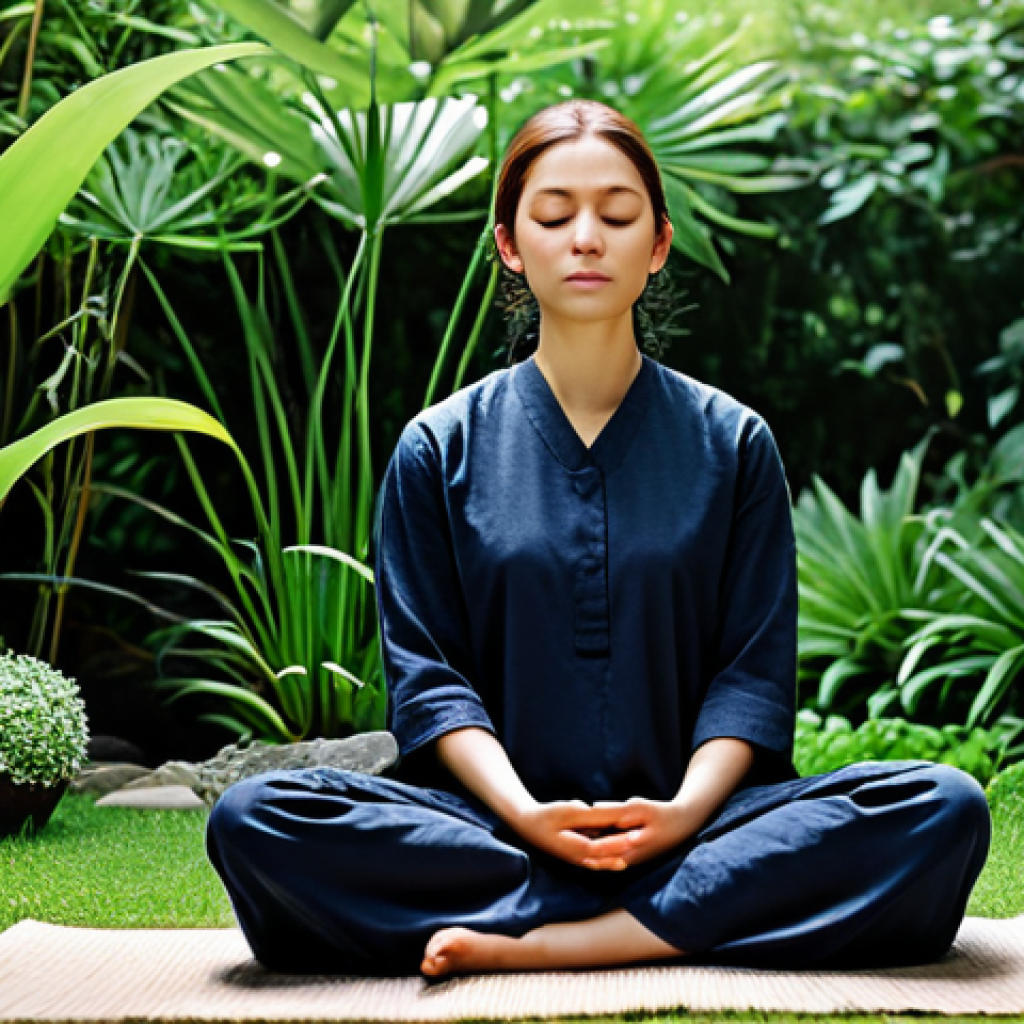 Peaceful Meditation**
"A woman in comfortable, modest clothing sitting in a serene garden, meditating peacefully, fully clothed, appropriate attire, safe for work, perfect anatomy, natural proportions, practicing mindfulness, calm expression, surrounded by lush greenery, family-friendly, professional photography, high quality"
**