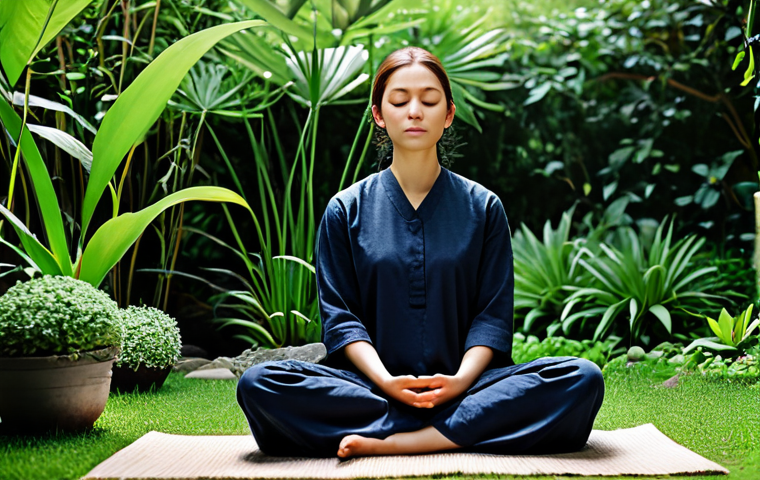 Peaceful Meditation**

"A woman in comfortable, modest clothing sitting in a serene garden, meditating peacefully, fully clothed, appropriate attire, safe for work, perfect anatomy, natural proportions, practicing mindfulness, calm expression, surrounded by lush greenery, family-friendly, professional photography, high quality"

**