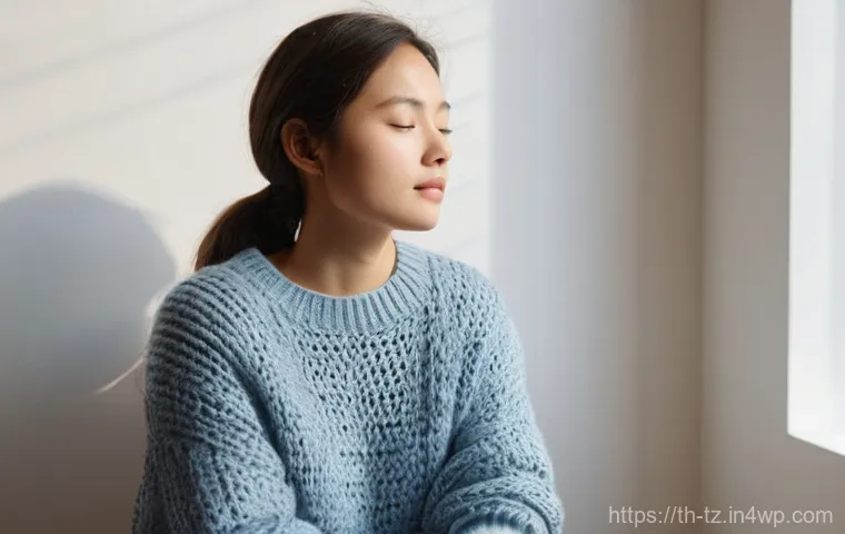 감정 해독을 위한 단계별 가이드 - **Prompt:** A serene, contemplative young adult (around 20-25 years old), dressed in comfortable, mo...