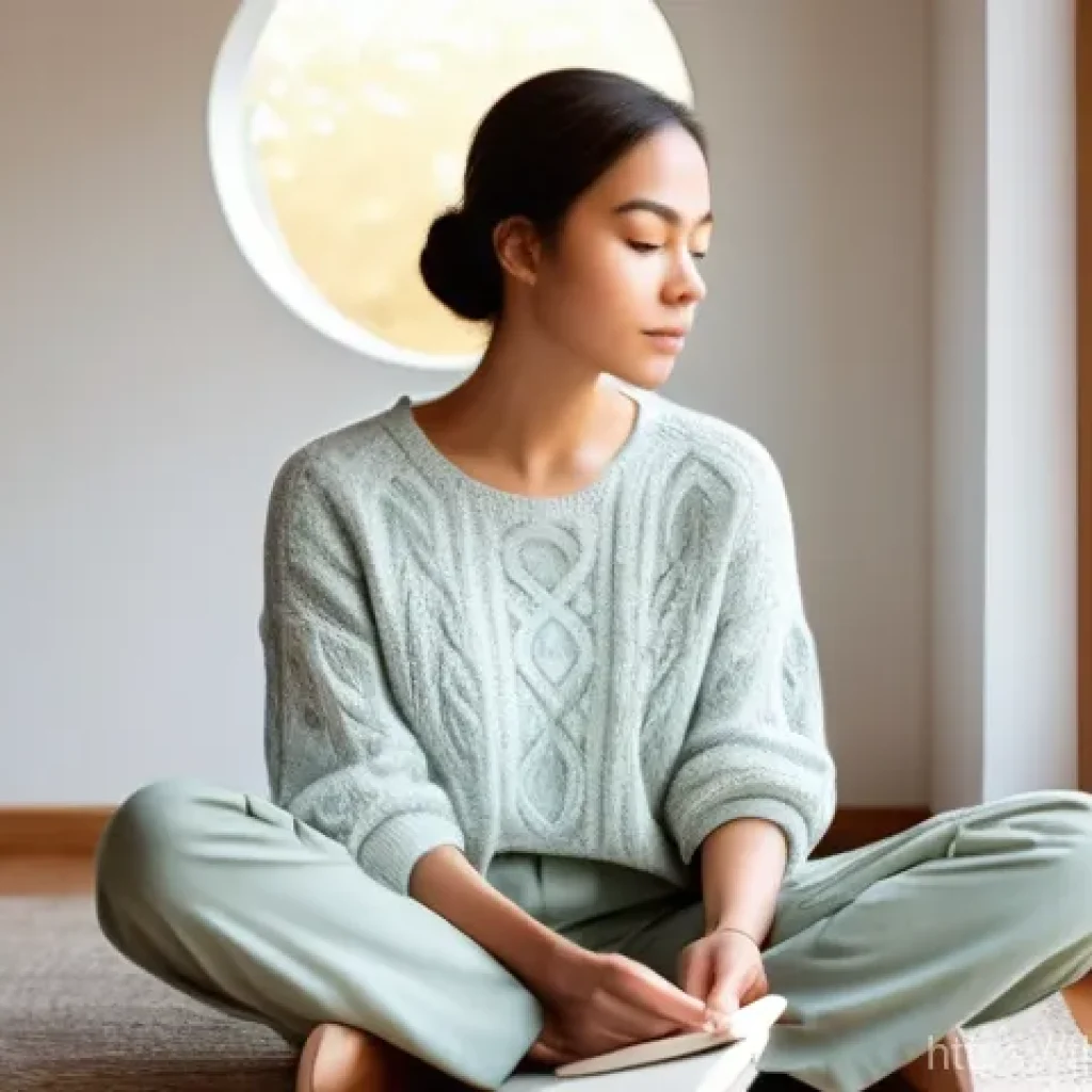 감정 해독을 위한 자아 존중의 실천 - **Prompt 1: Inner Peace Through Self-Reflection**
A young woman in her mid-20s, with a gentle, s...