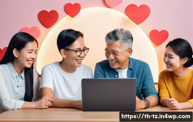 감정 해독을 위한 온라인 포럼 참여하기 - A warm and inviting online forum scene focused on emotional support, showing diverse Thai adults and...